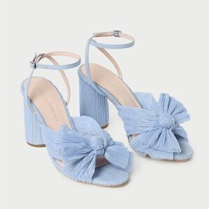 Loeffler Randall Camellia Blue Pleated Bow Heel Size 8 NWOT